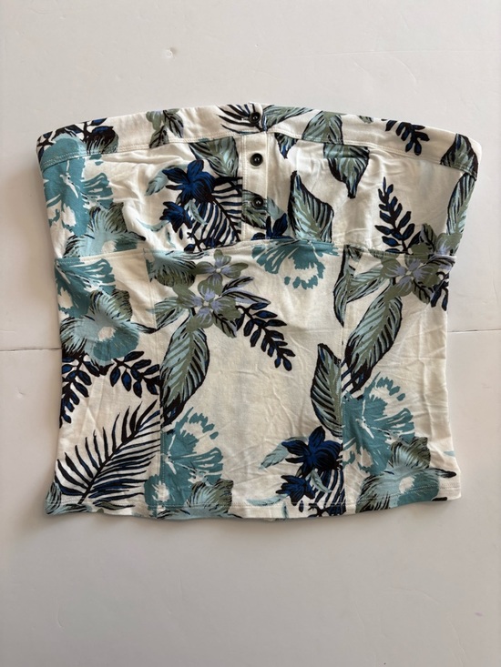 We The Free Tops - We the Free Smocked Strapless Tube Top with Teal & Navy Floral Print NWT Large